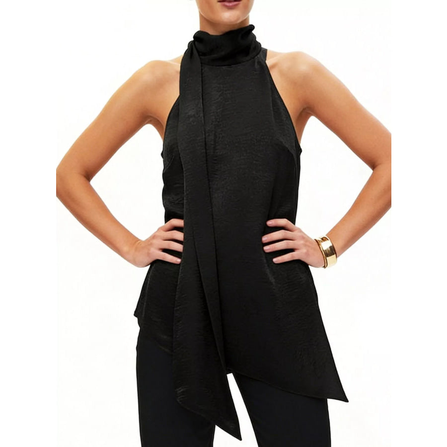 Elegant Halter Neck Asymmetrical Sleeveless Top Apparel and Accessories