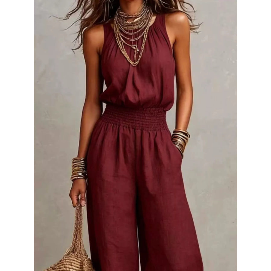 Elegant Halter Neck Wide-Leg Jumpsuit Apparel and Accessories