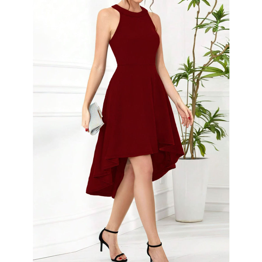 Elegant High-Low Hem Sleeveless Dress Apparel and Accessories