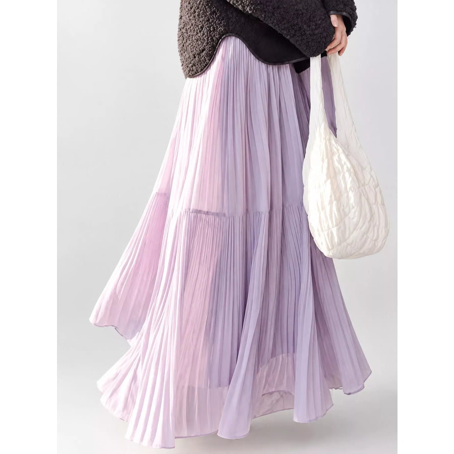 Elegant High-Waisted Tiered Pleated Maxi Skirt Apparel and Accessories