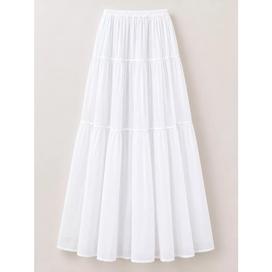 Elegant High-Waisted Tiered Pleated Maxi Skirt Apparel and Accessories