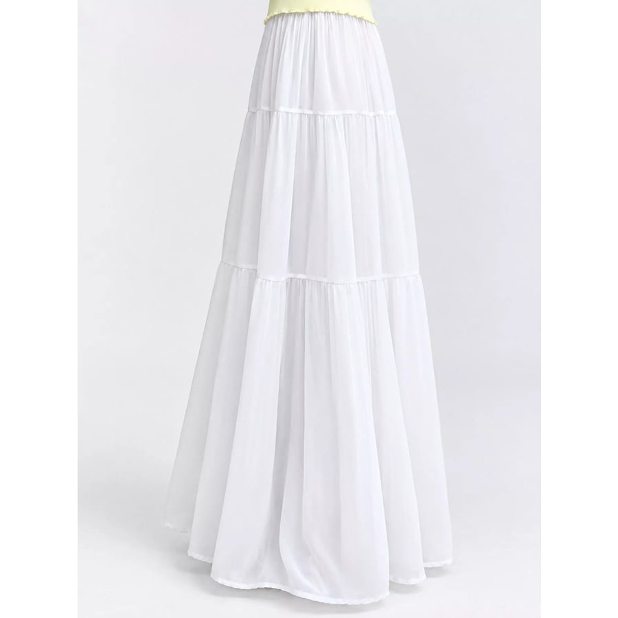 Elegant High-Waisted Tiered Pleated Maxi Skirt Apparel and Accessories