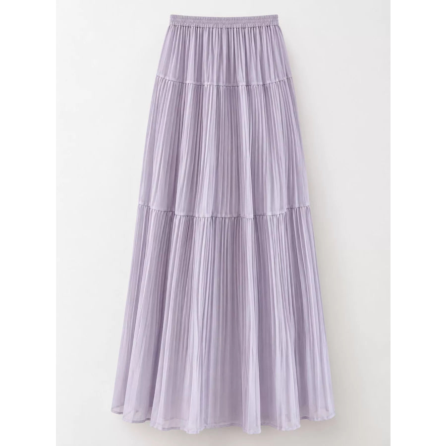 Elegant High-Waisted Tiered Pleated Maxi Skirt Apparel and Accessories