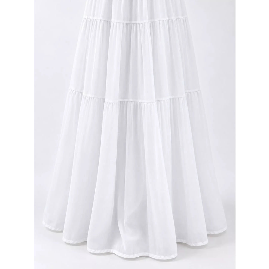 Elegant High-Waisted Tiered Pleated Maxi Skirt Apparel and Accessories
