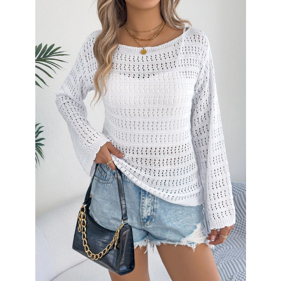 Elegant Hollow Out Knit Cover Up Apparel and Accessories