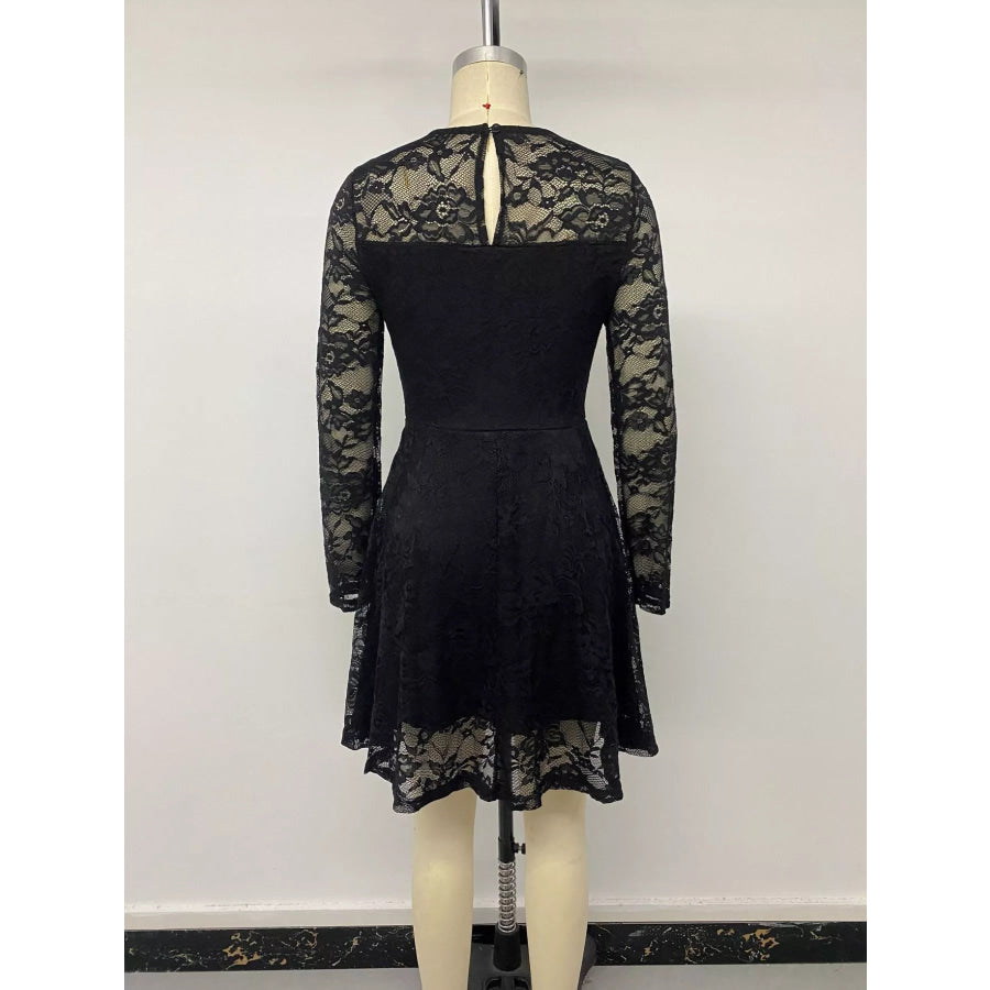 Elegant Lace Long Sleeve Mini Dress Apparel and Accessories