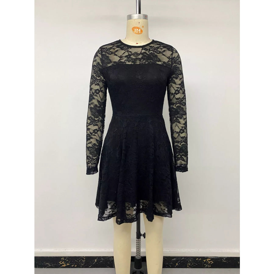 Elegant Lace Long Sleeve Mini Dress Apparel and Accessories