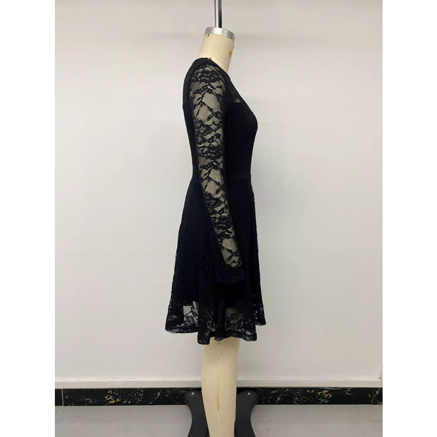 Elegant Lace Long Sleeve Mini Dress Apparel and Accessories