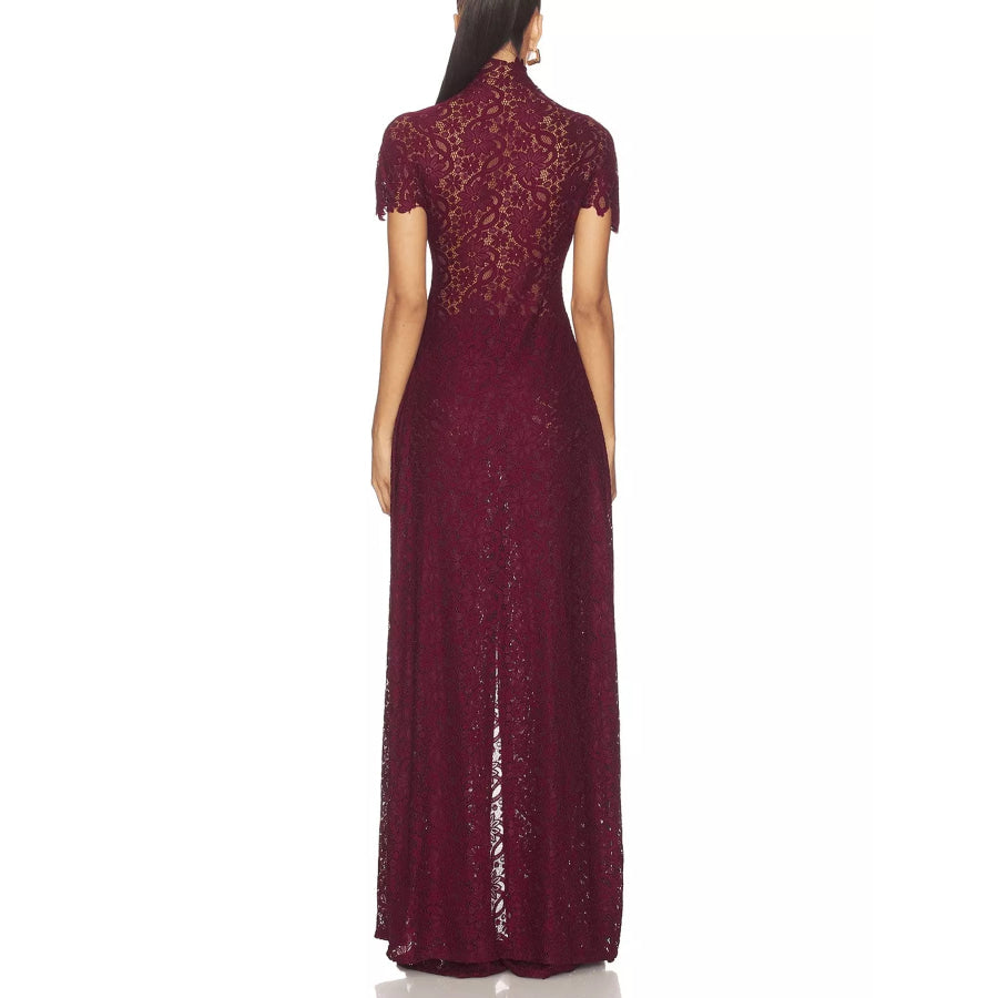 Elegant Lace Short Sleeve Top and Pants Set Apparel Accessories