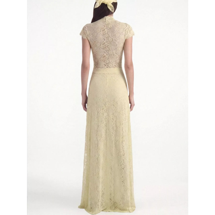 Elegant Lace Short Sleeve Top and Pants Set Apparel Accessories