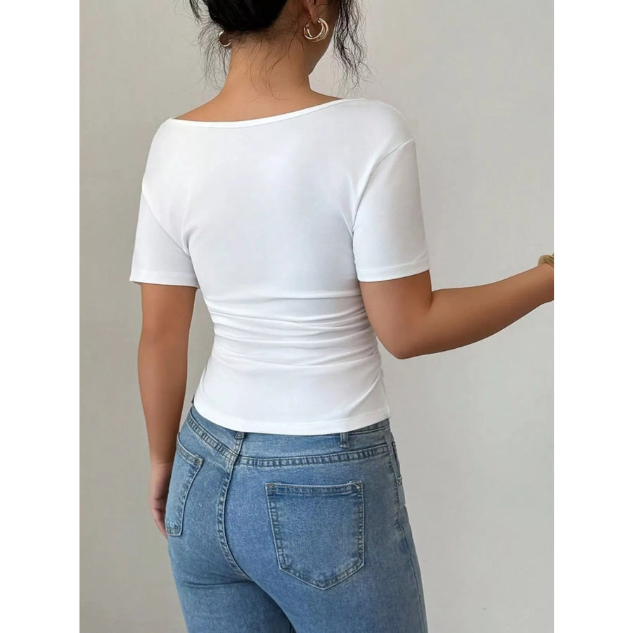 Elegant Lace Trim Asymmetrical Top Apparel and Accessories