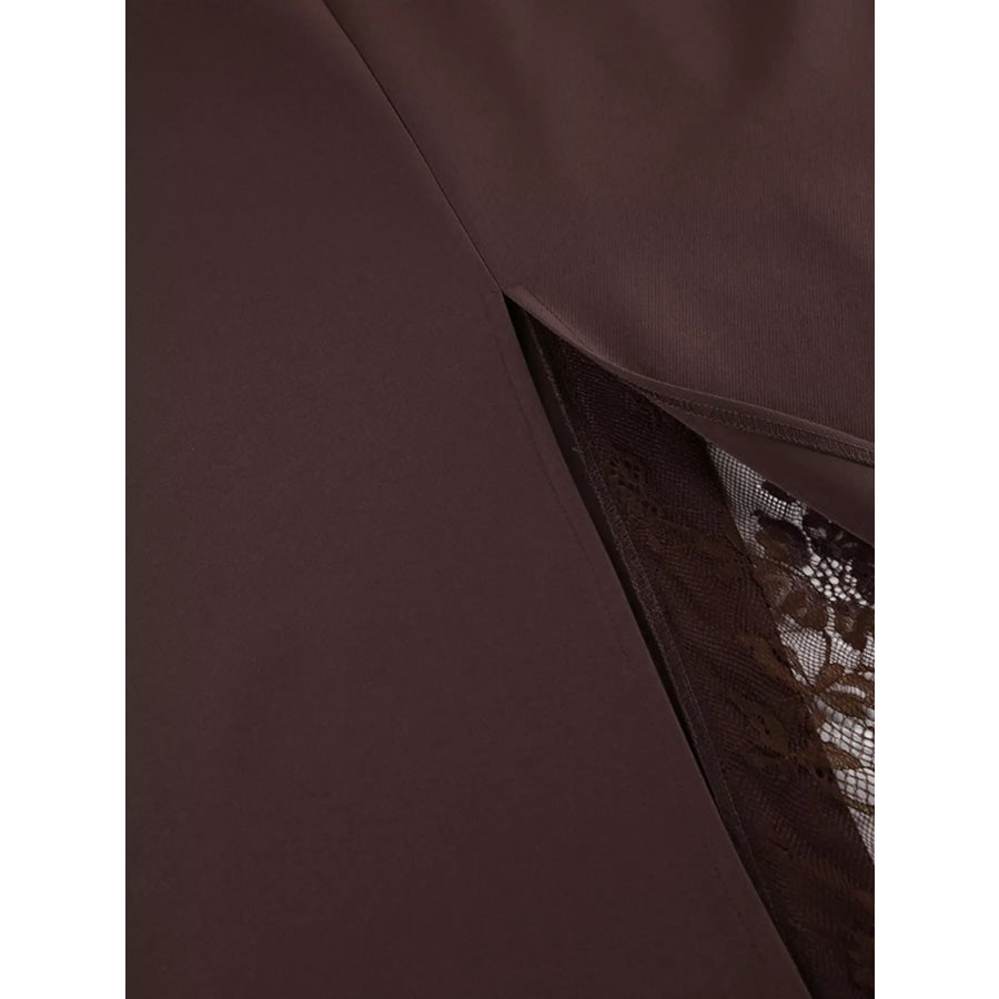 Elegant Lace-Trimmed Slit A-Line Skirt Apparel and Accessories