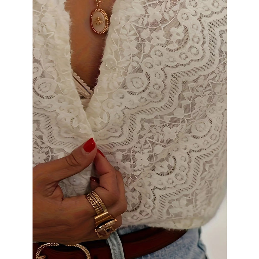Elegant Lace V-Neck Long Sleeve Blouse Apparel and Accessories