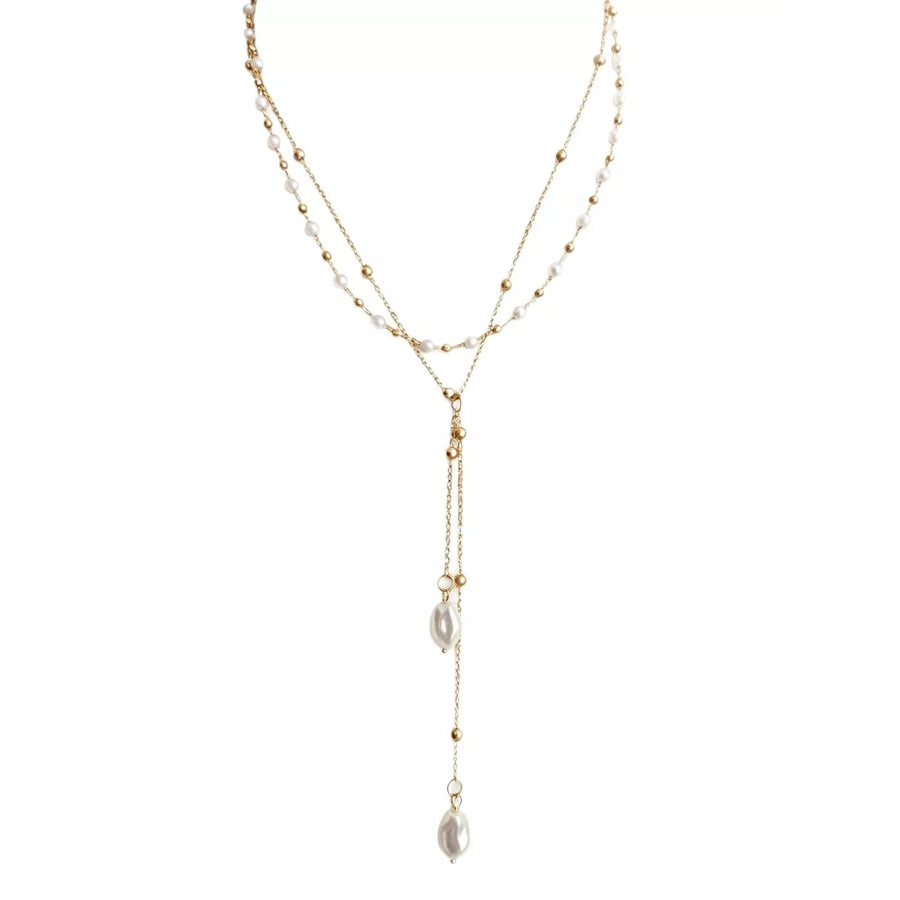 Elegant Layered Y-Shaped Pearl Pendant Necklace Gold / onesize Apparel and Accessories