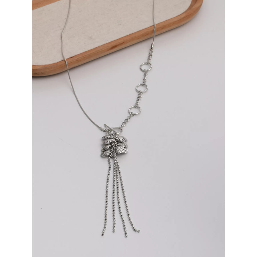 Elegant Leaf Tassel Pendant Necklace Silver / onesize Apparel and Accessories