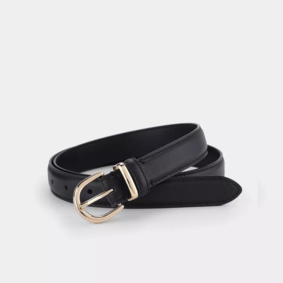Elegant Leather Buckle Belt Black / One Size Apparel and Accessories
