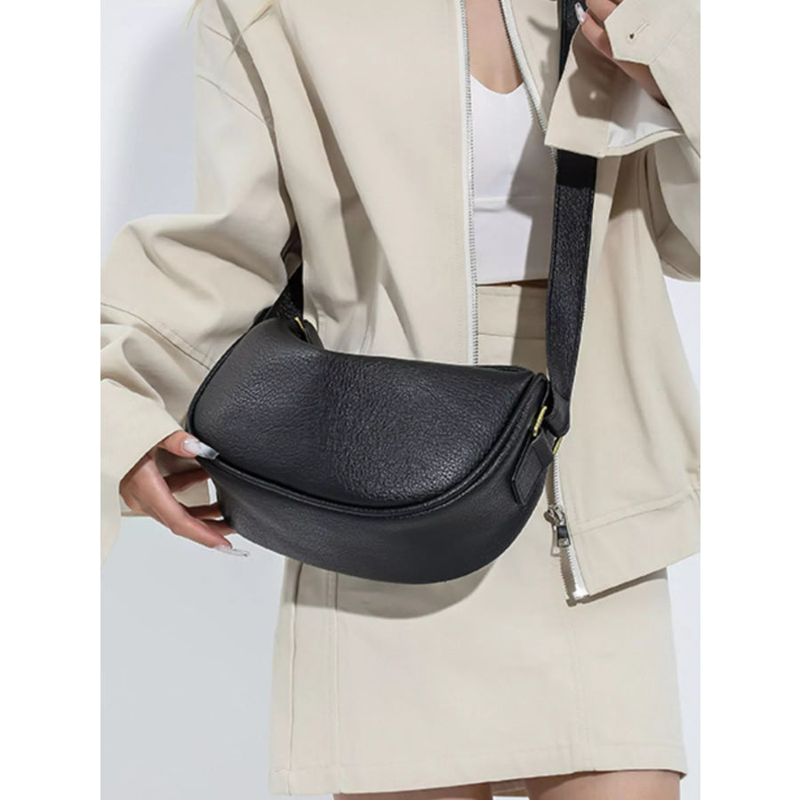 Elegant Leather Crescent Crossbody Bag Apparel and Accessories