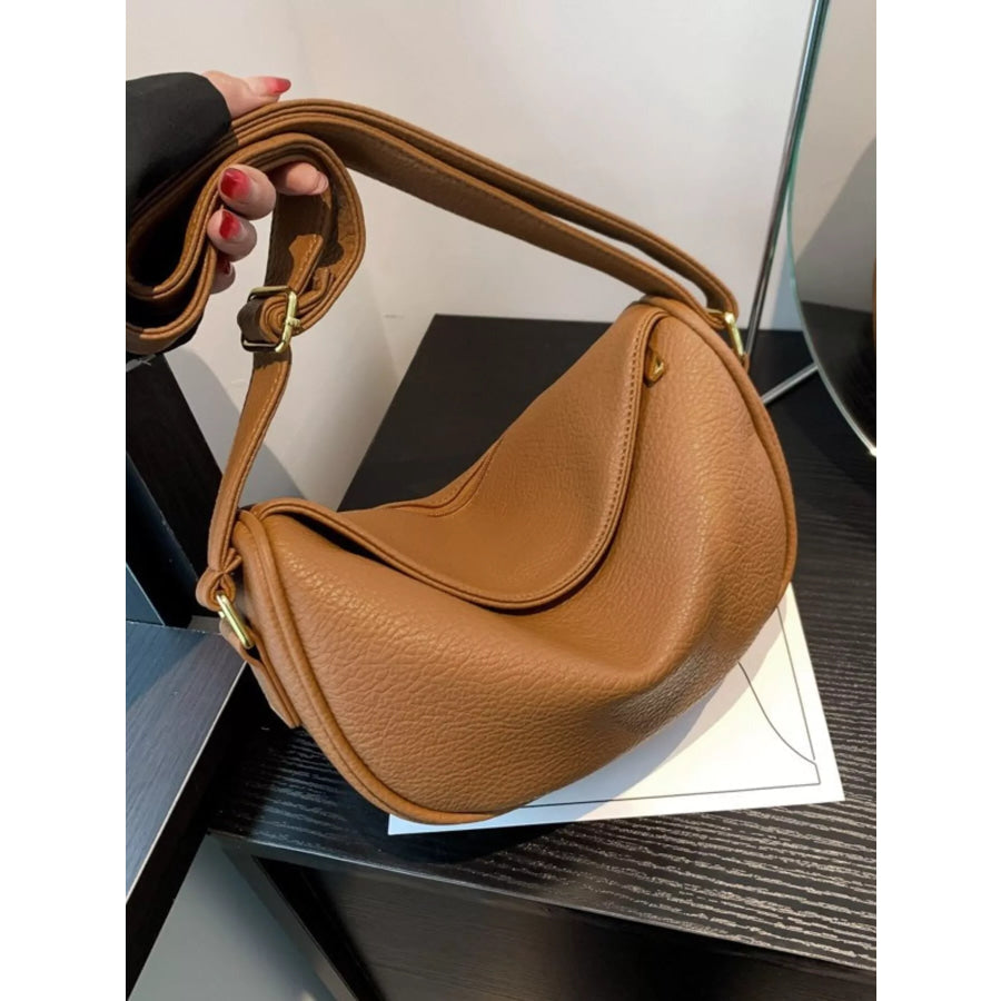 Elegant Leather Crescent Crossbody Bag Brown / ONESIZE Apparel and Accessories