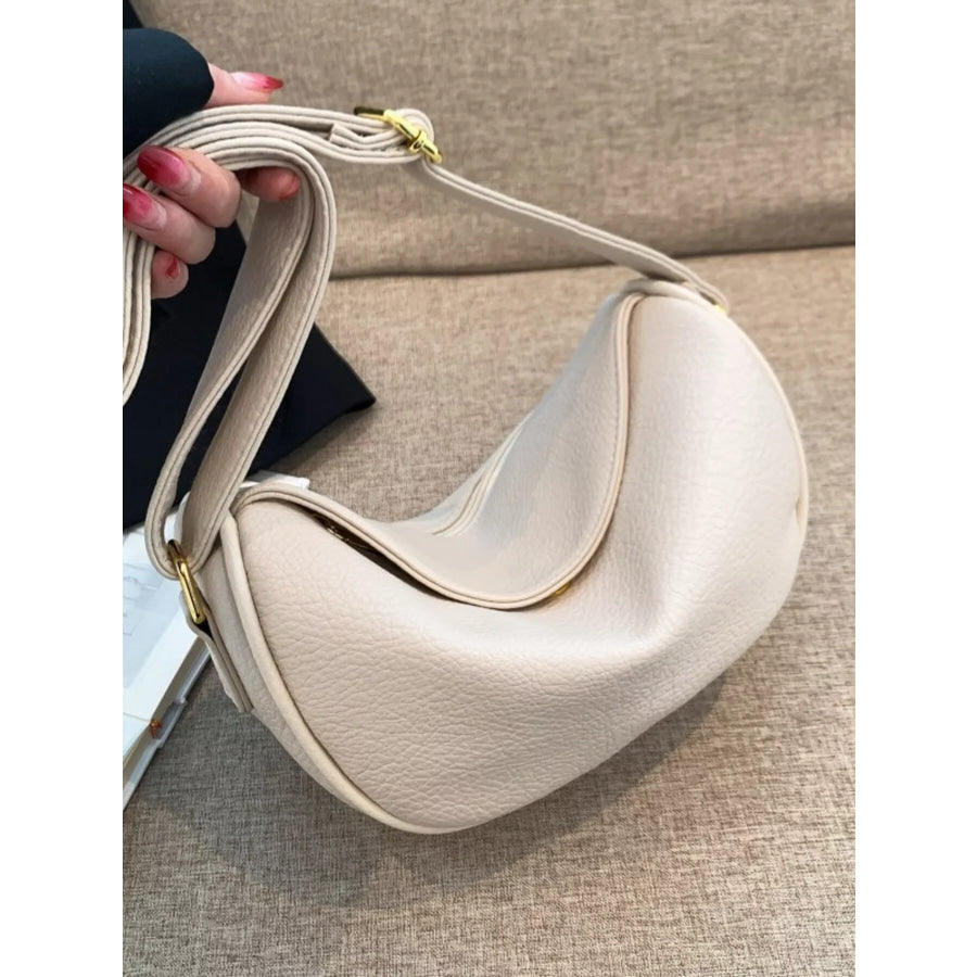 Elegant Leather Crescent Crossbody Bag Creamy-white / ONESIZE Apparel and Accessories
