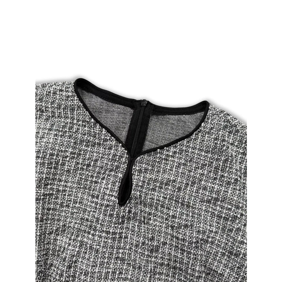 Elegant Long Sleeve Belted Shift Dress with Ruffled Hem Apparel and Accessories