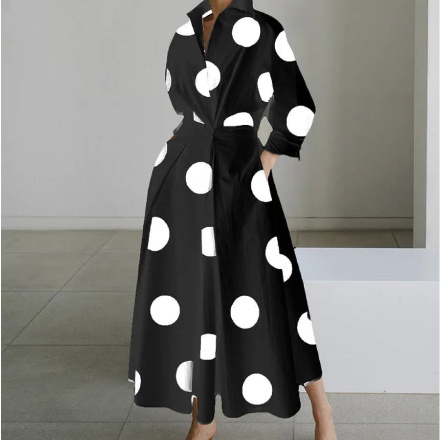 Elegant Maxi Dresses - Assorted Prints and Colours Dot - Black / 2XL