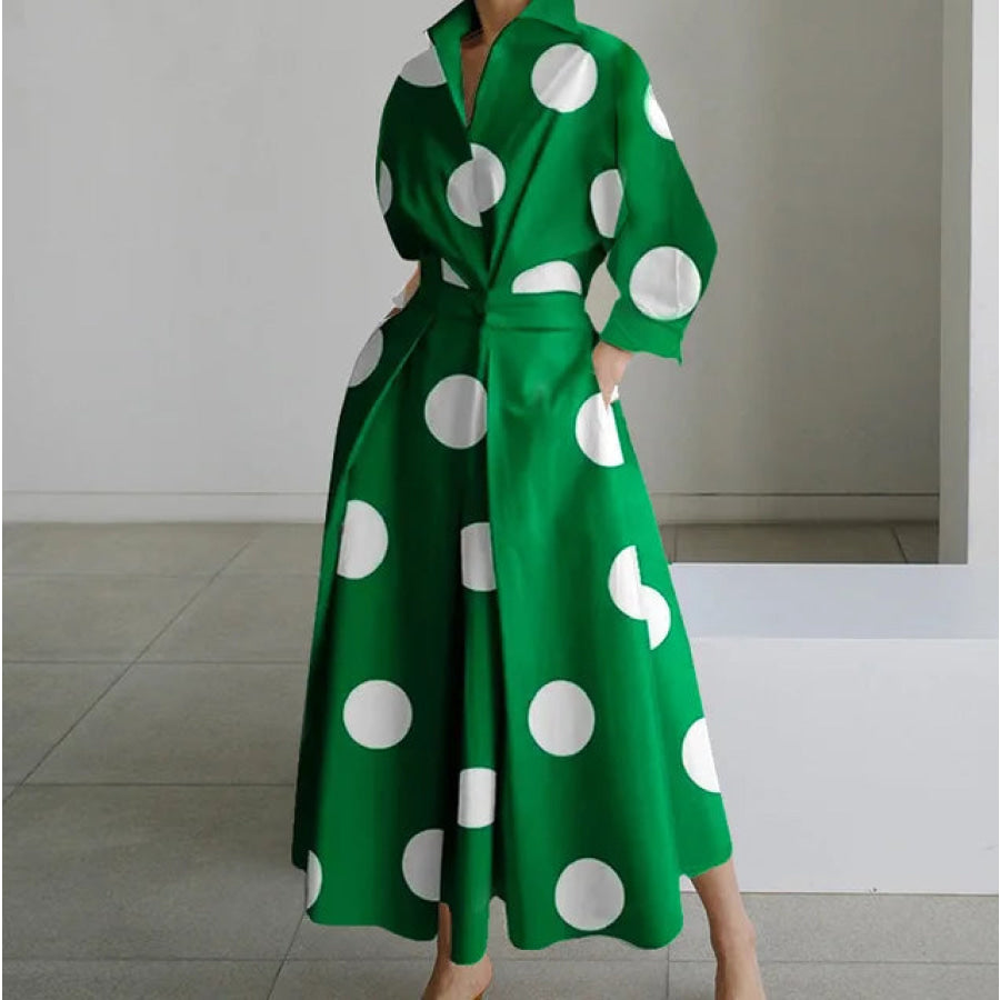 Elegant Maxi Dresses - Assorted Prints and Colours Dot - Green / M