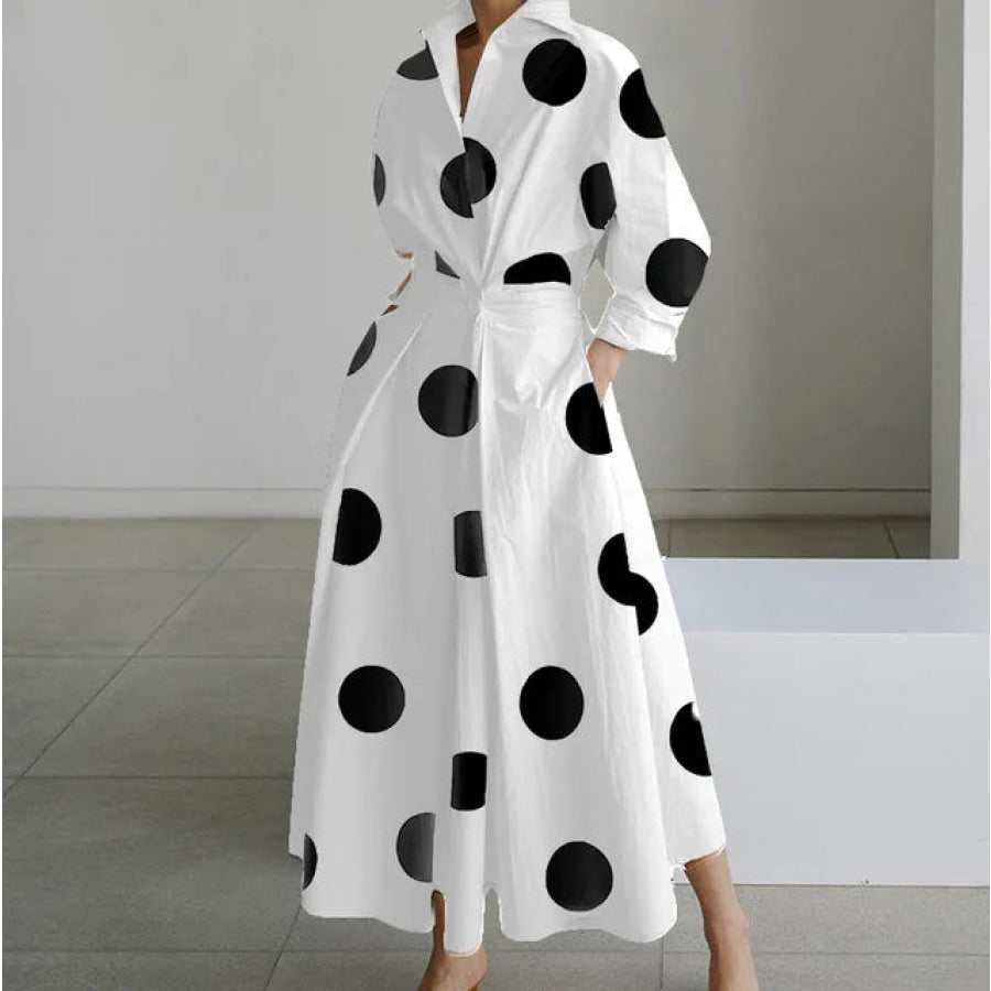 Elegant Maxi Dresses - Assorted Prints and Colours Dot - White / M