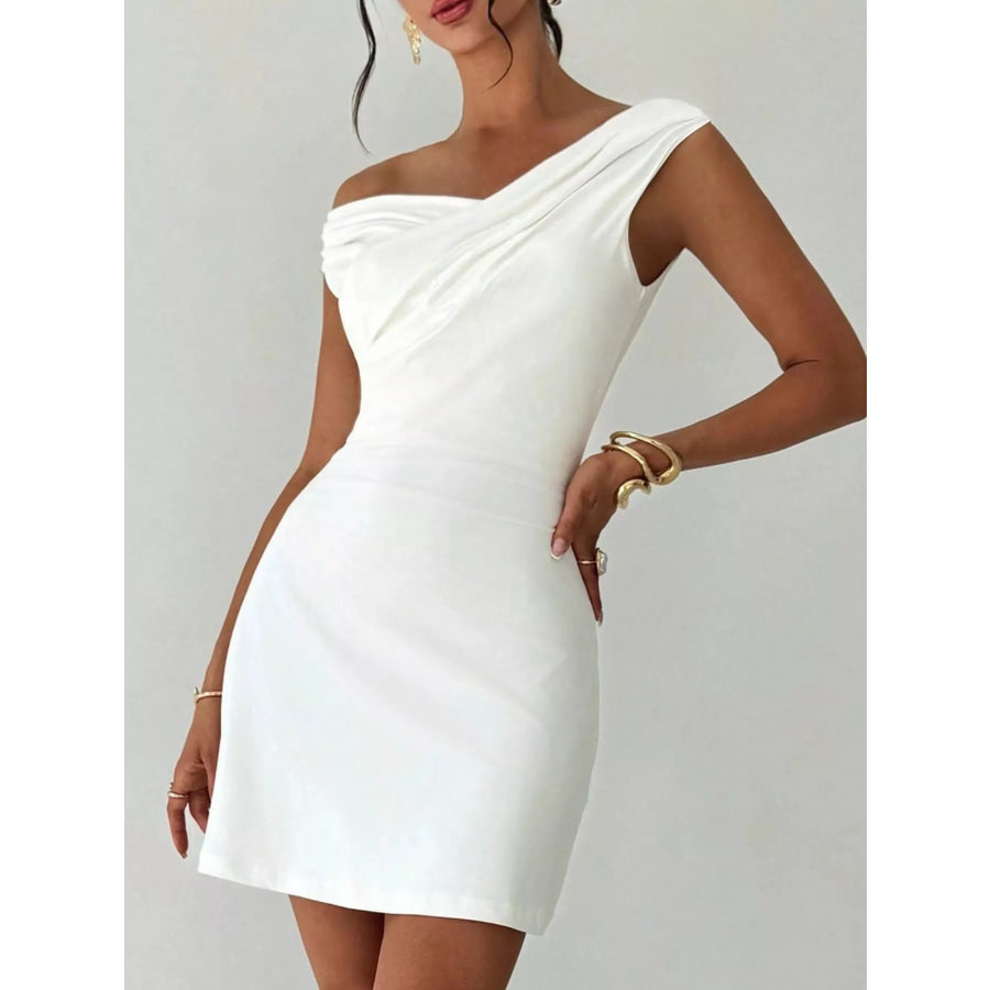 Elegant Off-Shoulder Draped Mini Dress Apparel and Accessories