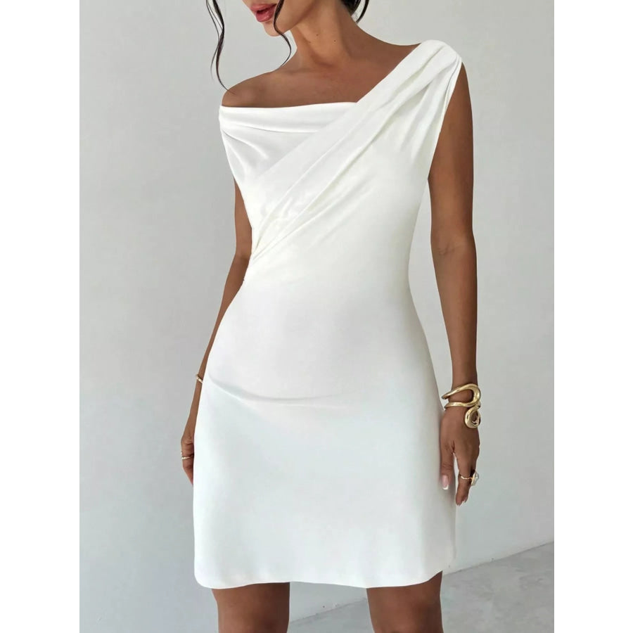 Elegant Off-Shoulder Draped Mini Dress Apparel and Accessories
