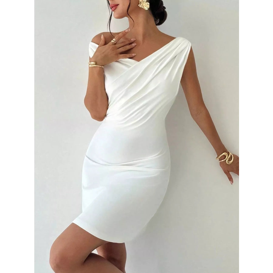 Elegant Off-Shoulder Draped Mini Dress Apparel and Accessories