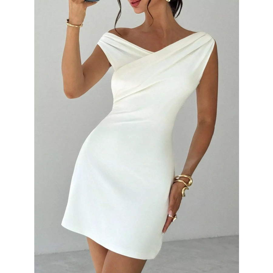 Elegant Off-Shoulder Draped Mini Dress Apparel and Accessories