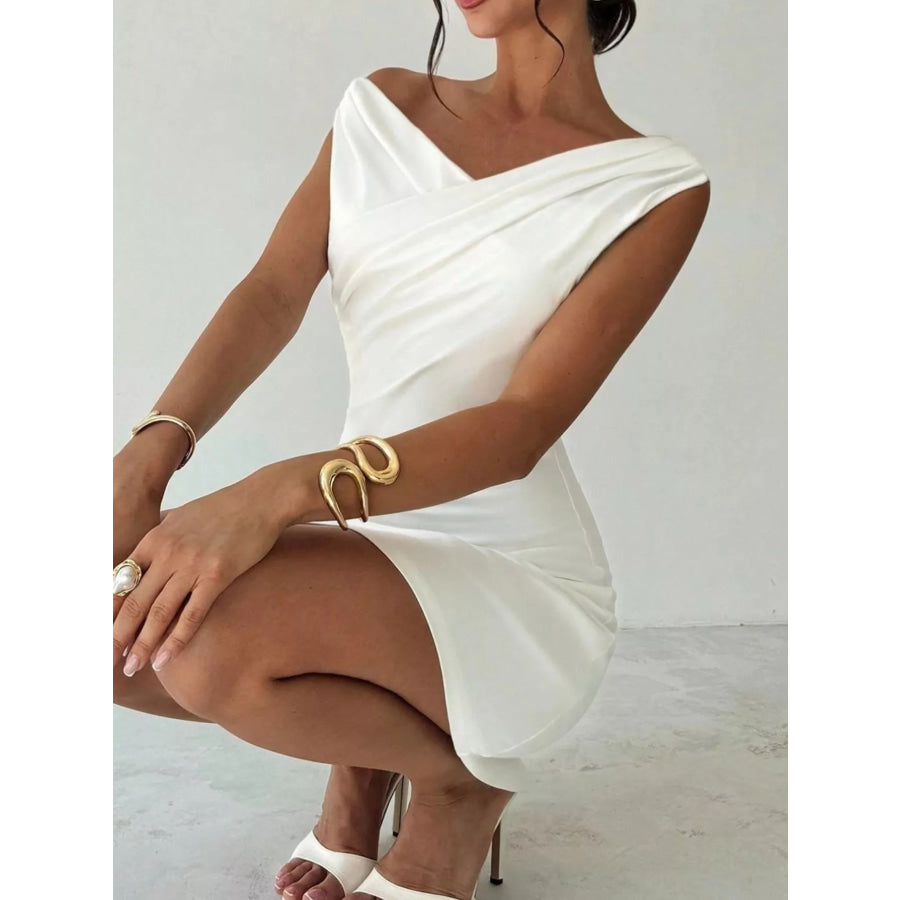 Elegant Off-Shoulder Draped Mini Dress Apparel and Accessories