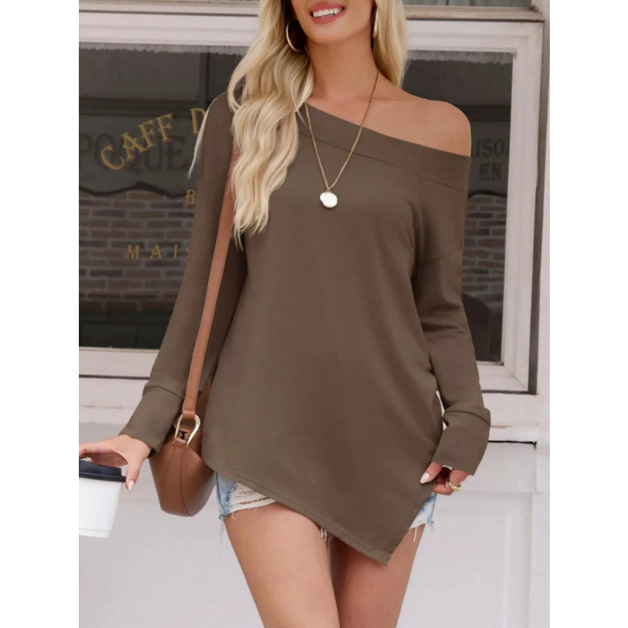 Elegant Off-Shoulder Long Sleeve Casual T-Shirt Apparel and Accessories