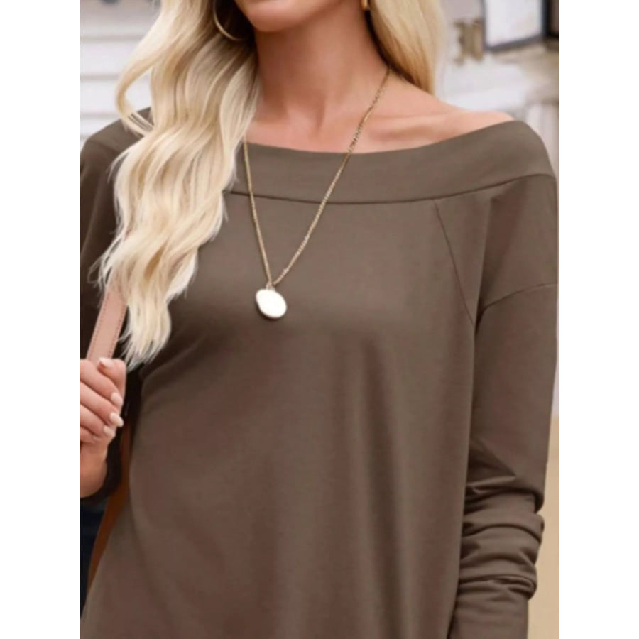 Elegant Off-Shoulder Long Sleeve Casual T-Shirt Apparel and Accessories