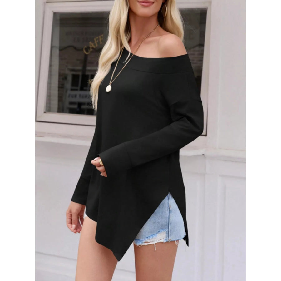 Elegant Off-Shoulder Long Sleeve Casual T-Shirt Apparel and Accessories