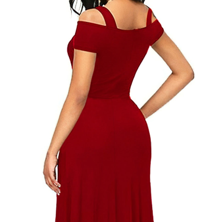 Elegant Off-Shoulder Slit Maxi Dress Apparel and Accessories