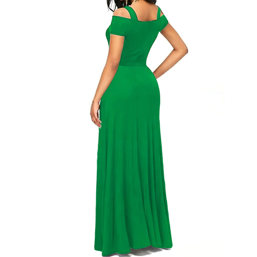 Elegant Off-Shoulder Slit Maxi Dress Apparel and Accessories