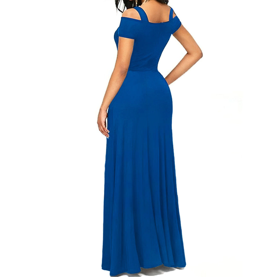 Elegant Off-Shoulder Slit Maxi Dress Apparel and Accessories
