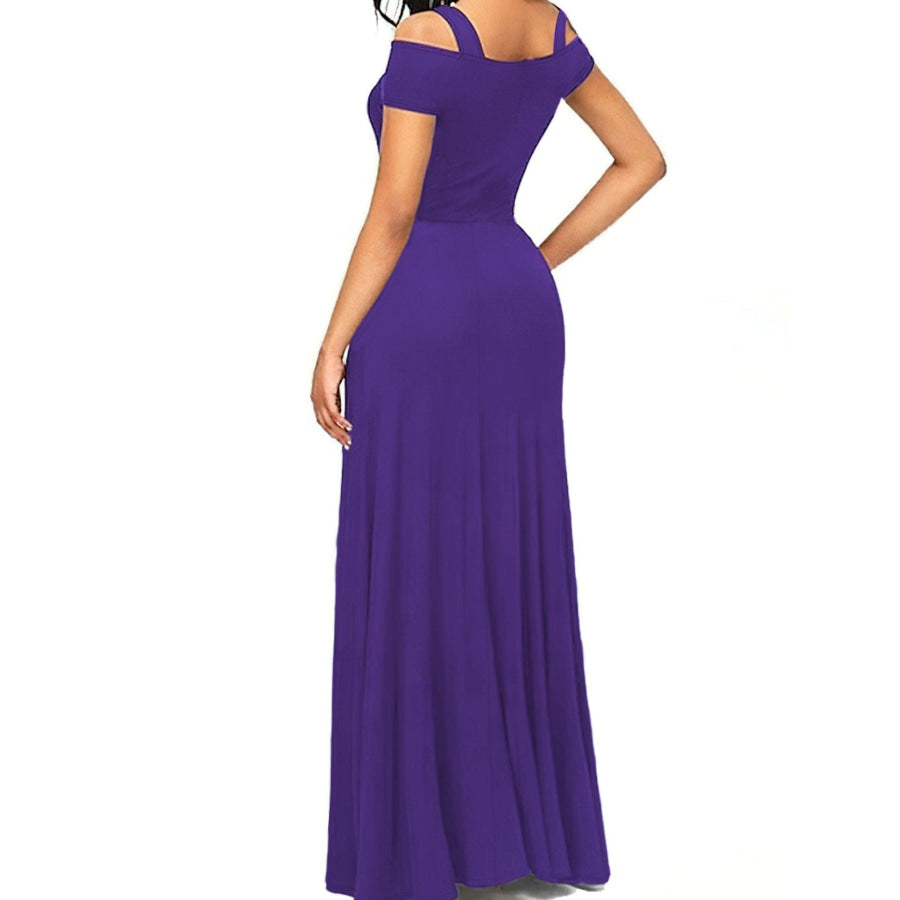 Elegant Off-Shoulder Slit Maxi Dress Apparel and Accessories