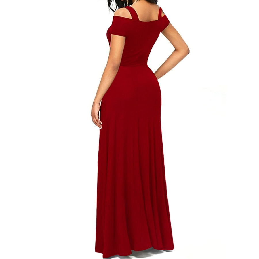 Elegant Off-Shoulder Slit Maxi Dress Apparel and Accessories