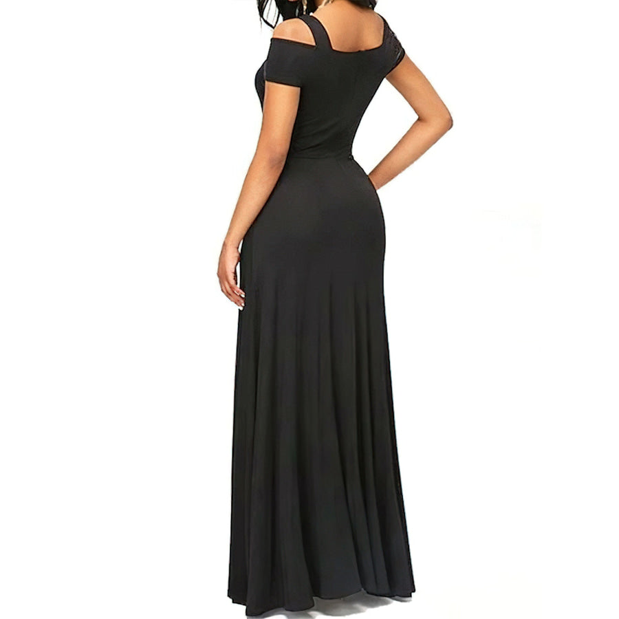 Elegant Off-Shoulder Slit Maxi Dress Apparel and Accessories
