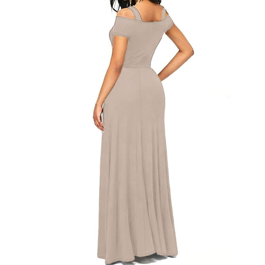 Elegant Off-Shoulder Slit Maxi Dress Apparel and Accessories