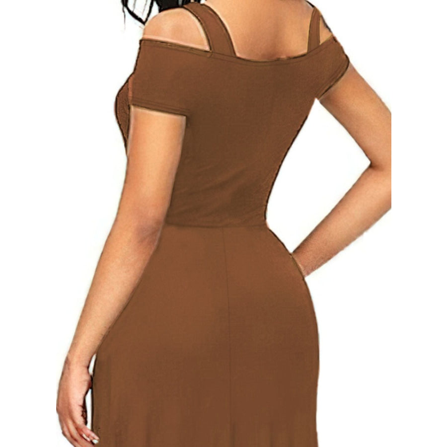 Elegant Off-Shoulder Slit Maxi Dress Apparel and Accessories