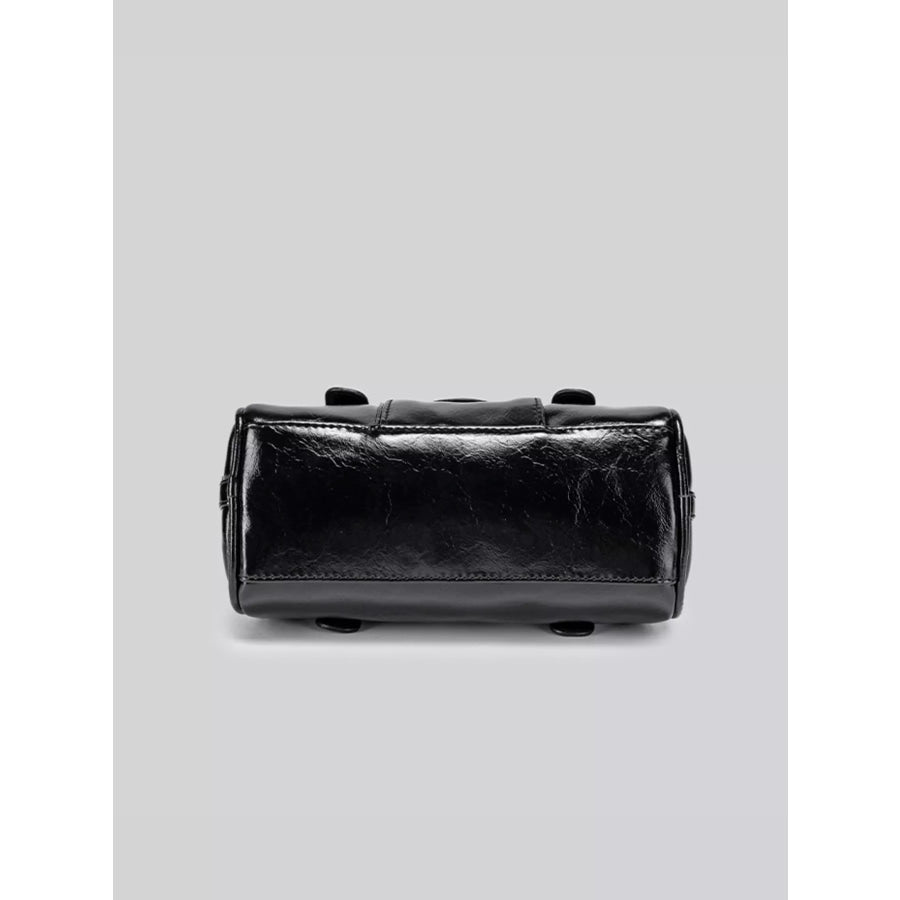 Elegant Patent Leather Mini Boston Crossbody Bag with Top Handle Black / onesize Apparel and Accessories