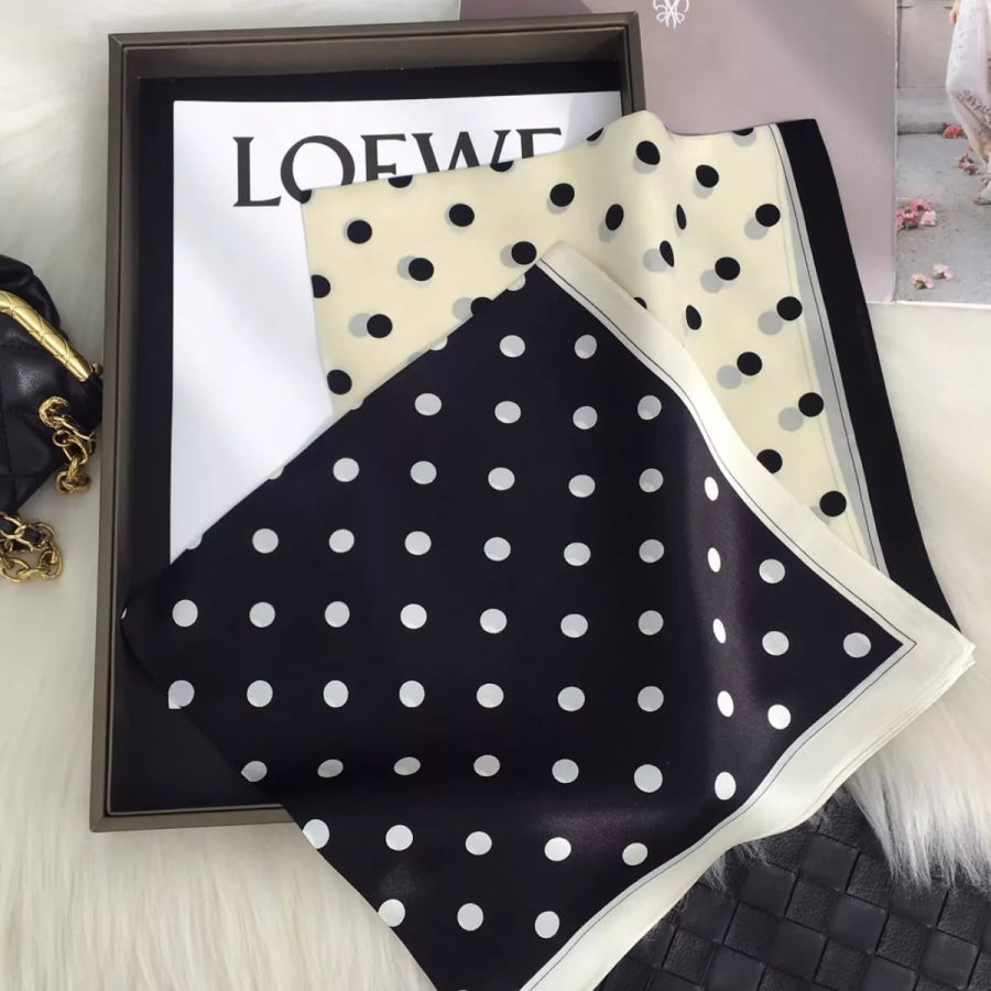 Elegant Polka Dot Silk Scarf Black / One Size Apparel and Accessories