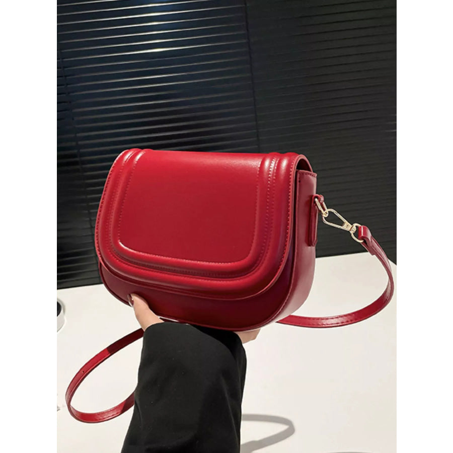 Elegant PU Leather Saddle Crossbody Bag Red / ONESIZE Apparel and Accessories