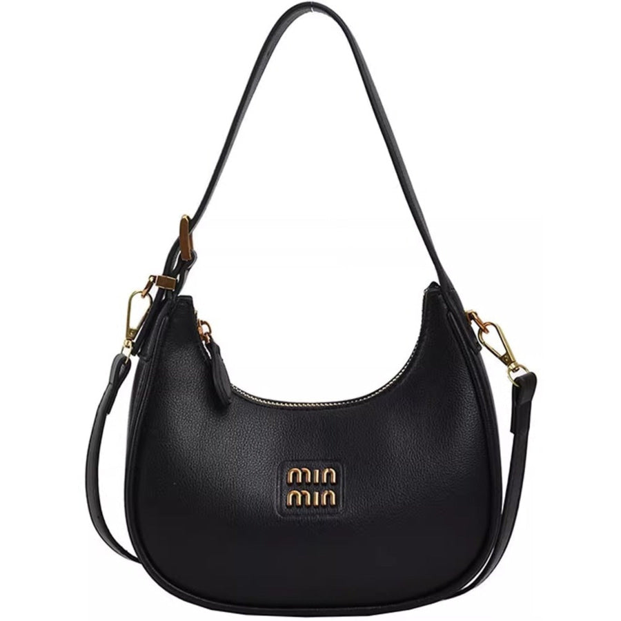 Elegant PU Leather Shoulder Bag Black / One Size Apparel and Accessories