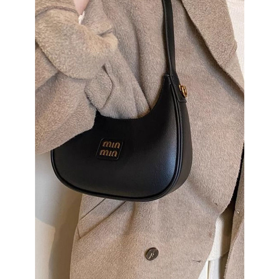 Elegant PU Leather Shoulder Bag Black / One Size Apparel and Accessories