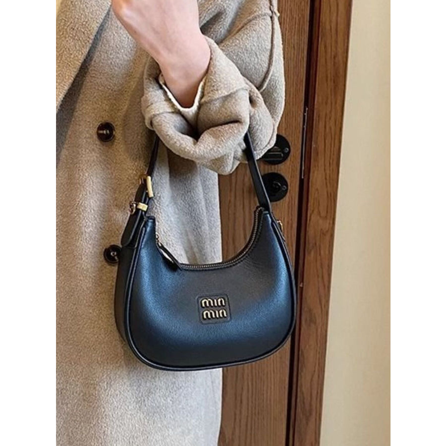 Elegant PU Leather Shoulder Bag Black / One Size Apparel and Accessories