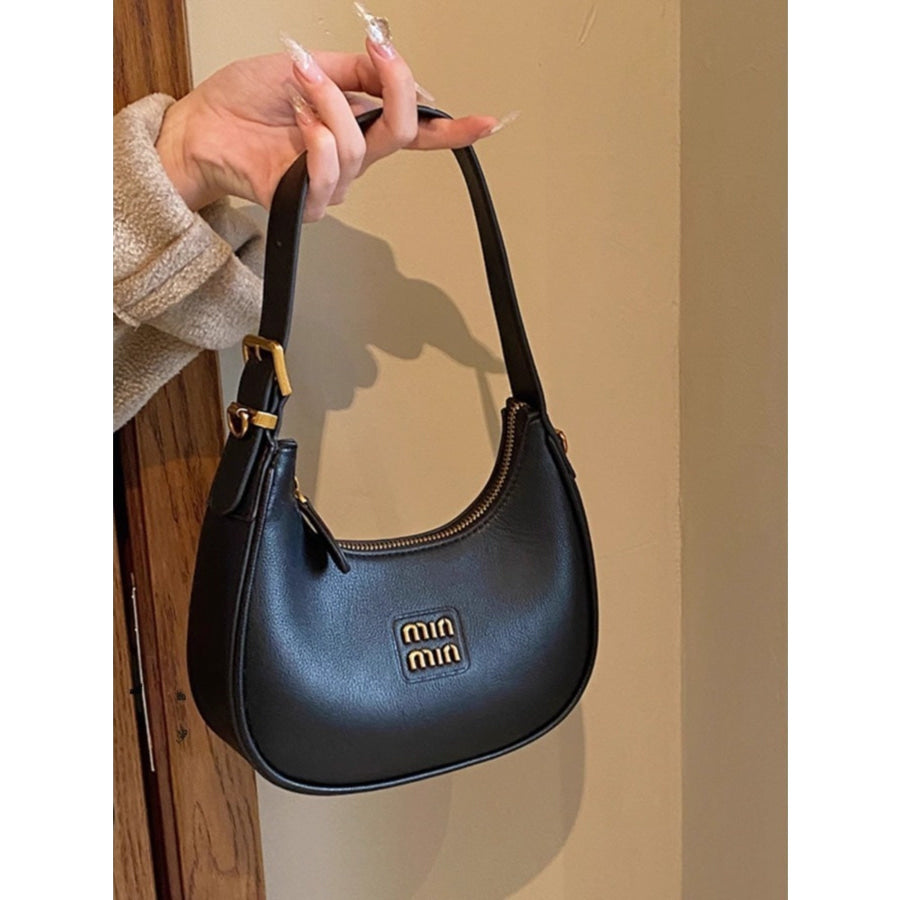 Elegant PU Leather Shoulder Bag Black / One Size Apparel and Accessories